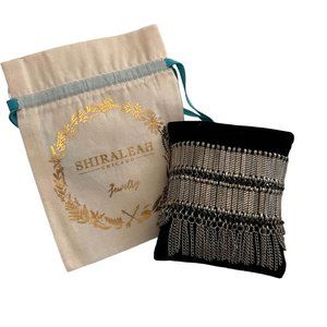 NWT Anthropologie Shiraleah Reverie Bracelet Black Beads Fringe Gift Bag